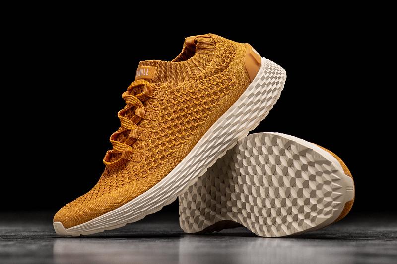 Yellow Nobull Golden Knit Runner Men's Running Shoes | CA V1041R